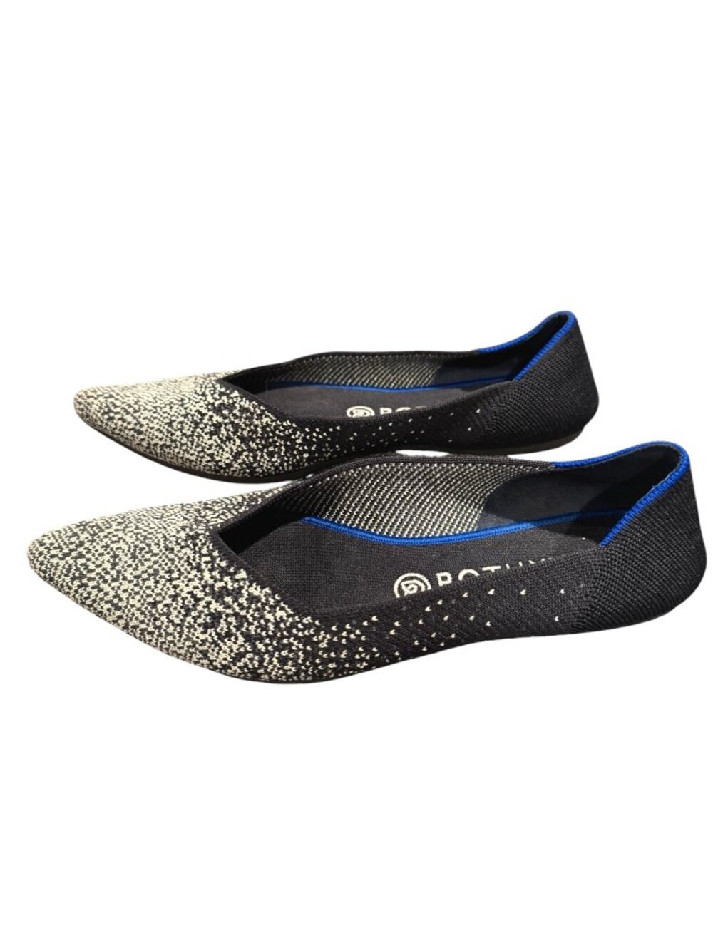 Rothy’s The Point Flats Women’s 8 Slate Metallic Knit Pointed Toe EUC
